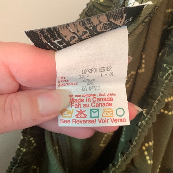 Vintage Jessica Petites Green Floral & Patterned Stretch Tie Pants Size Large P - Picture 5 of 8